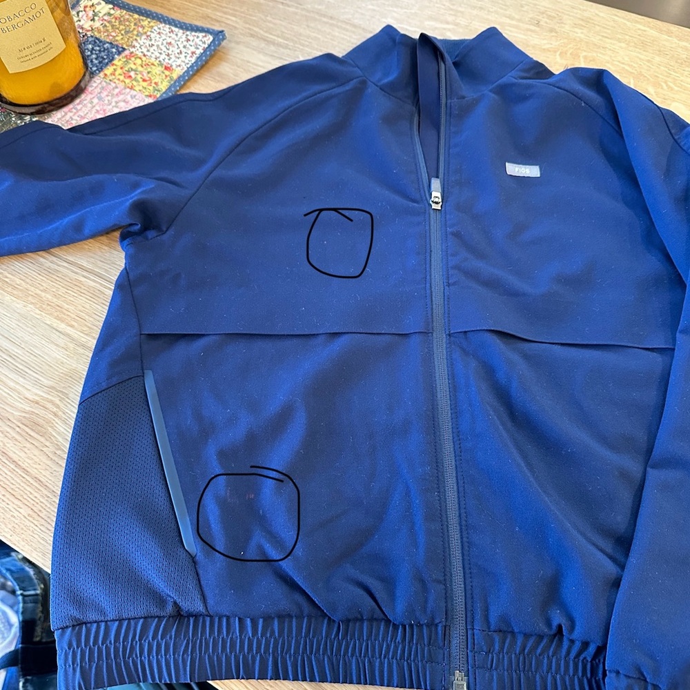 Figs navy blue syndney jacket, size small.
